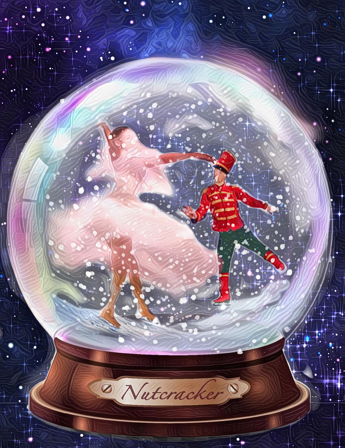 Ball Mixed Media - Snow globe Nutcracker  by Louise Lavallee
