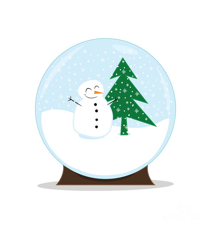 Snow globe with a cute smiling snowman Digital Art by Mendelex Photography