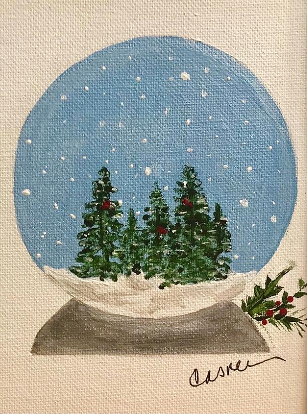 Snow Globe with Cardinals Painting by Colleen Casner