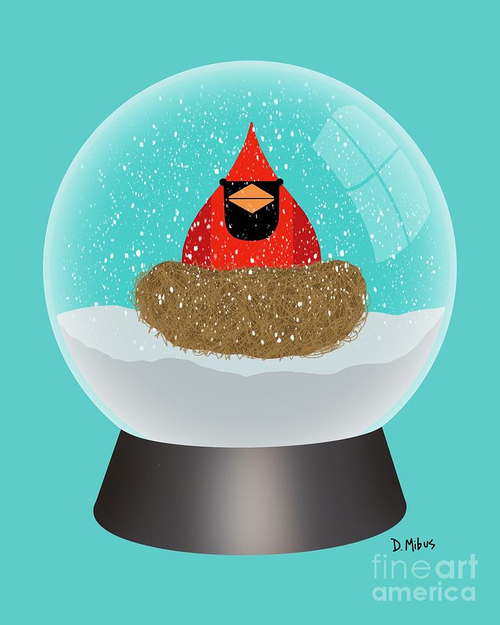 Snow Globe with Red Cardinal Digital Art by Donna Mibus