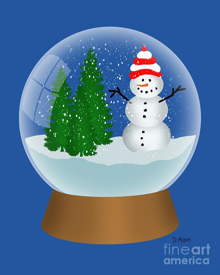 Snow Globe with Snowman  Digital Art by Donna Mibus