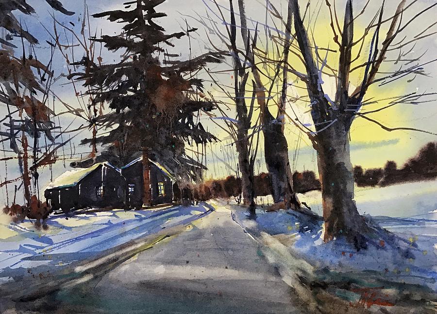 Snow Glow on Thomas Road Painting by Judith Levins