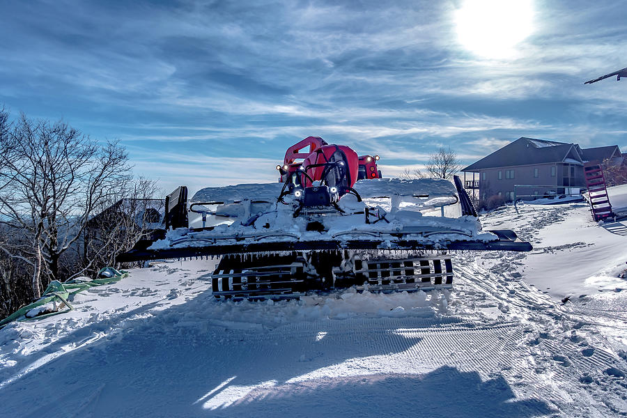 Snow Grooming Machine Parked On Top Of Ski Mountain Photograph by Alex Grichenko