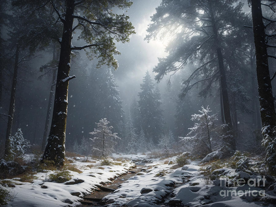 Snow In The Forest Digital Art by Michelle Meenawong