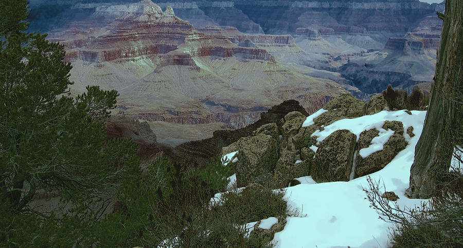 Snow in the Grand Canyon Arizona Photograph by Bob Pardue
