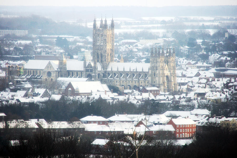 Snow laden Canterbury Cathedral Photograph by Jim Higham