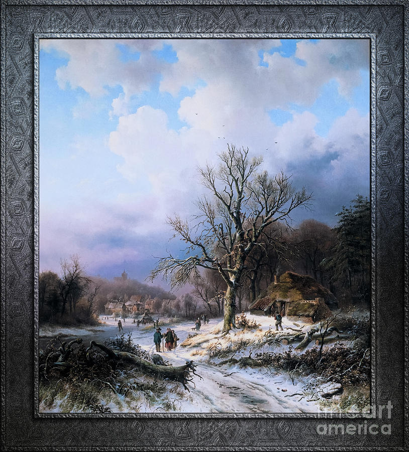 Snow Landscape by Alexander Joseph Daiwaille Fine Art Xzendor7 Old Masters Reproductions Painting by Rolando Burbon