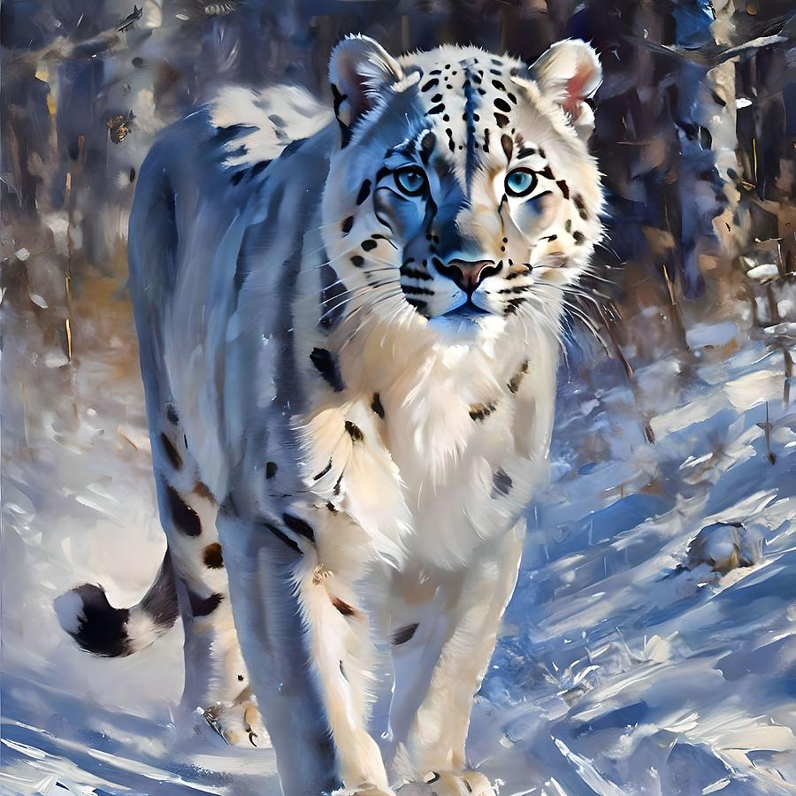  Snow Leopard Study A - Oils Painting by Olde Time Mercantile