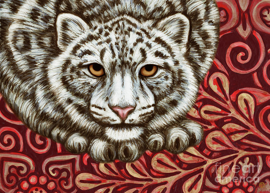 Snow Leopard Tapestry Painting by Amy E Fraser