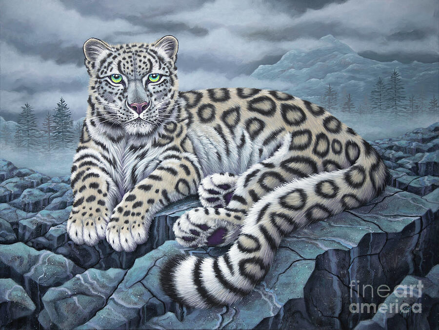 Snow Leopard Painting by Tish Wynne