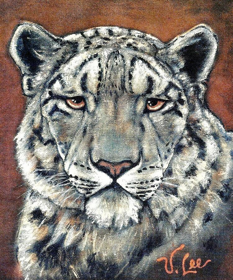 Snow Leopard Painting by VLee Watson