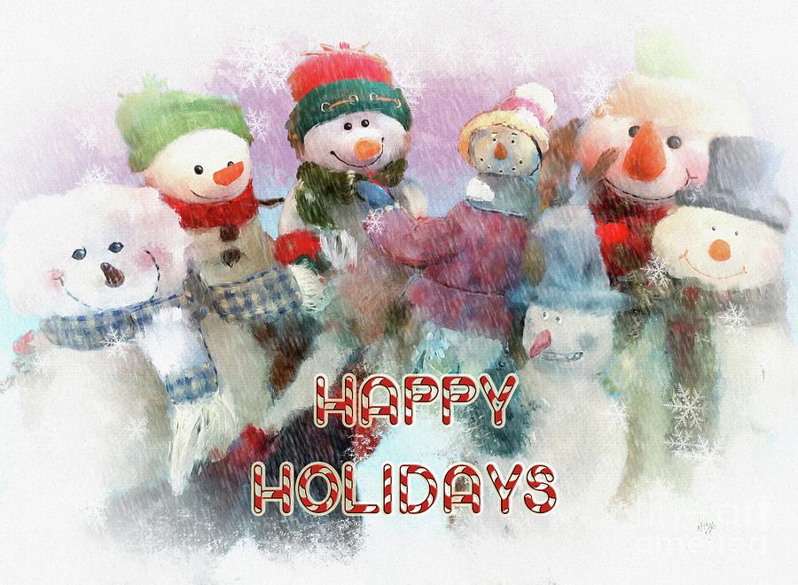 Snow Lovers Happy Holidays Digital Art by Lois Bryan