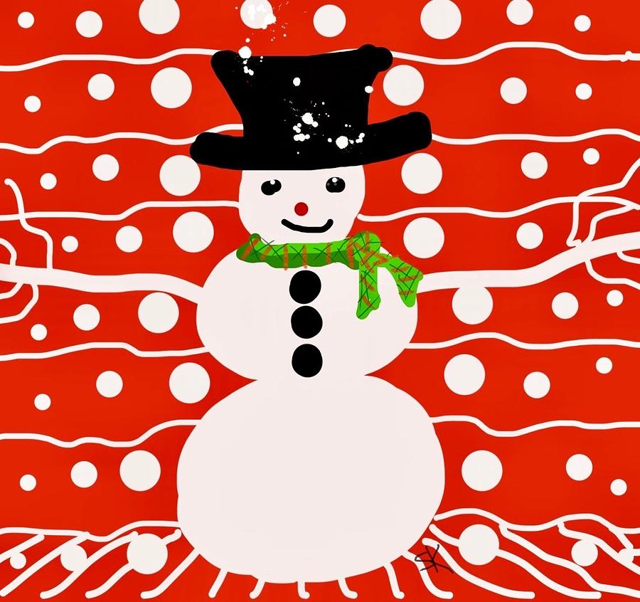 Happy Snow Man Digital Art by Sherry Killam