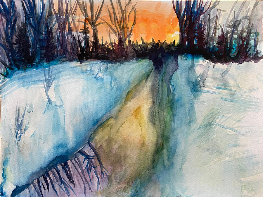 Snow Melting in Forest Painting by Judy Dimentberg