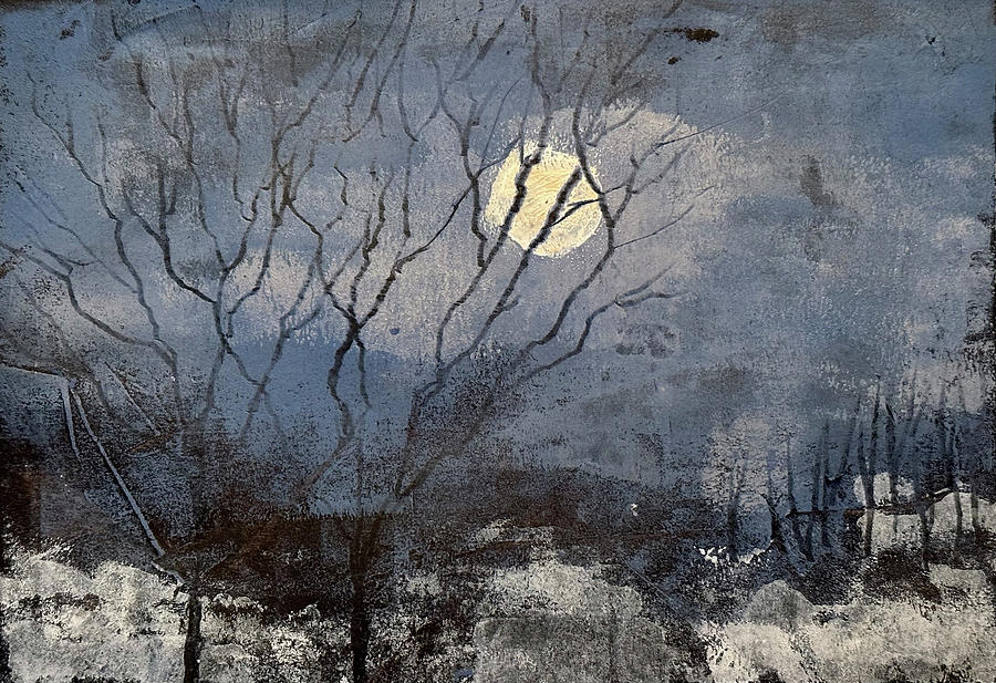Snow Moon Painting by Lisa Curry Mair