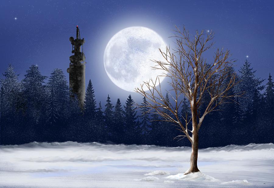 Snow Moon Over The Chase Painting by Mark Taylor