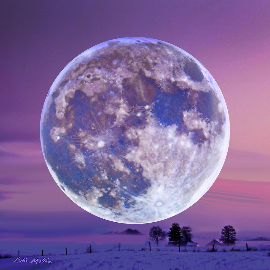 Snow Moon  Digital Art by Robin Moline