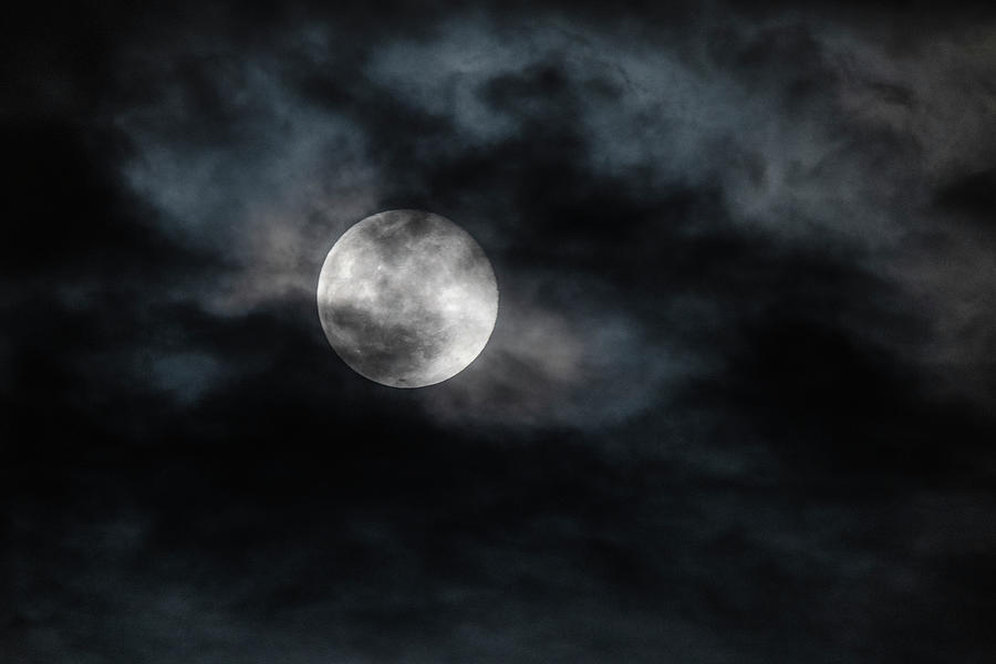 Snow Moon Through The Clouds Photograph by Saija Lehtonen