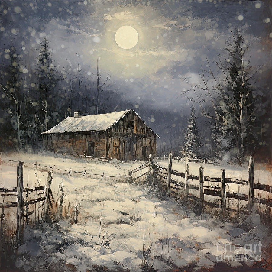 Snow Moon Painting by Tina LeCour