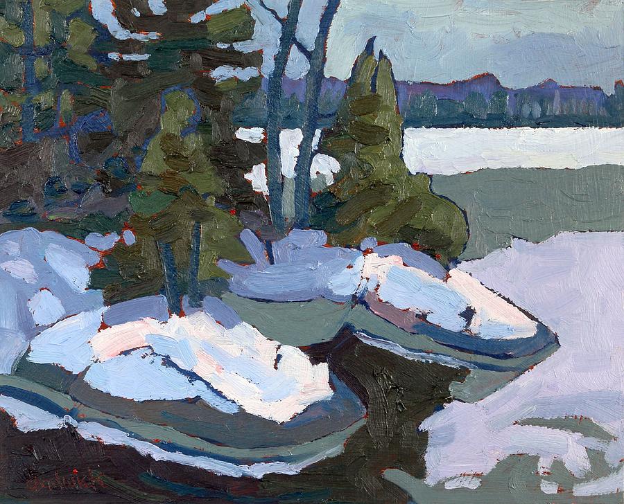 Snow Morning at Jim Day Rapids Painting by Phil Chadwick