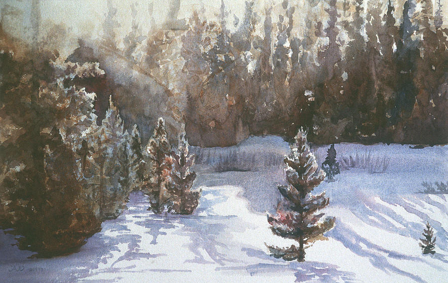 Snow Mountain Pines Painting by Joan Wolbier