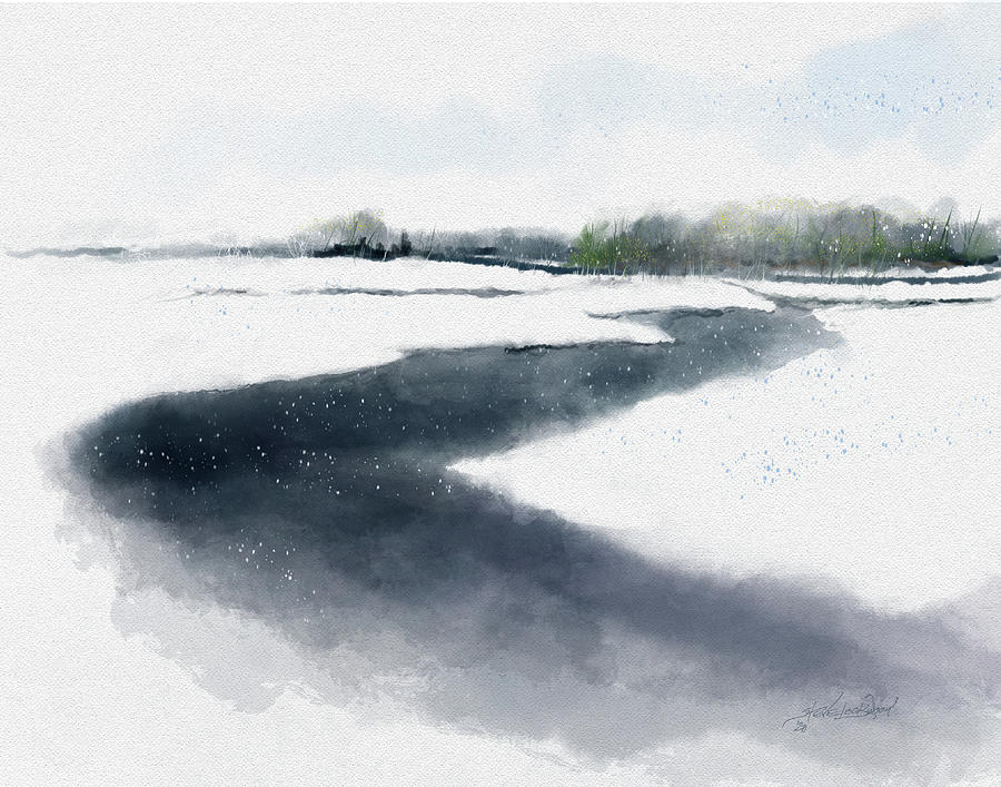 Snow on Foggy Creek Painting by Steve Lockwood