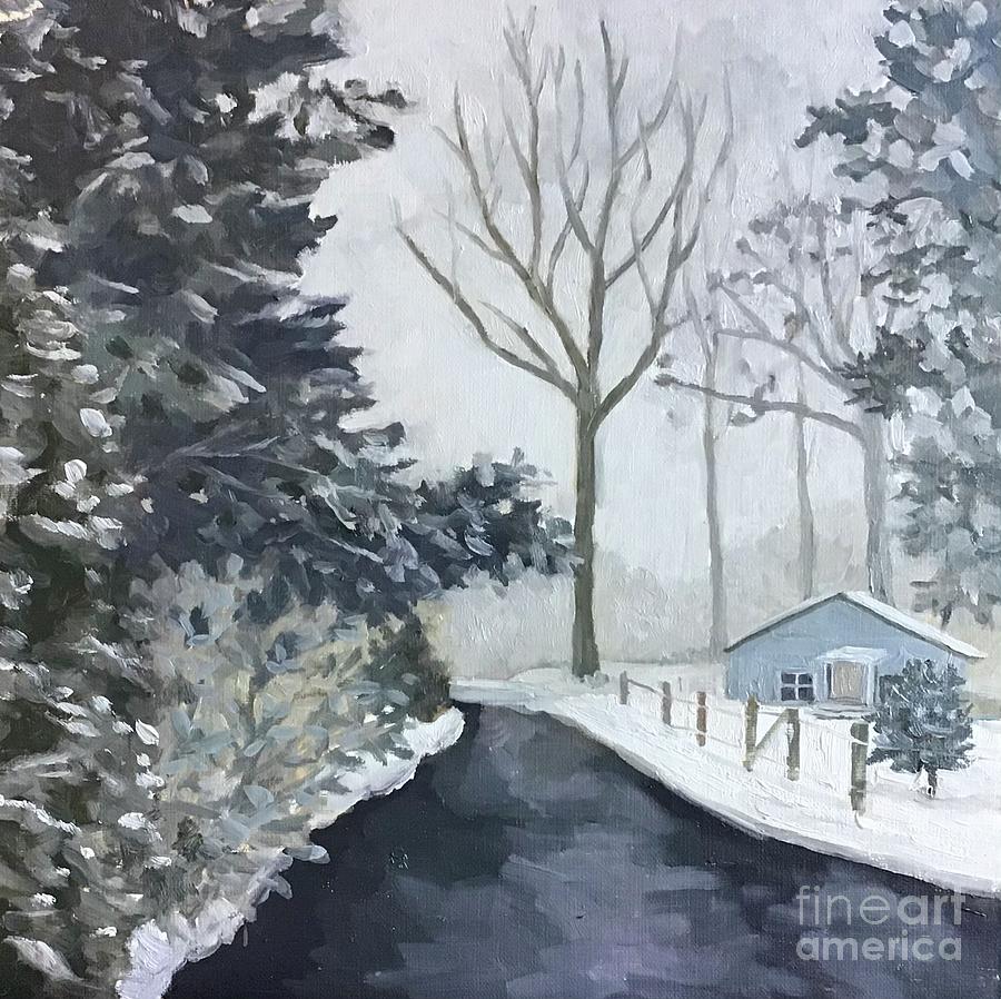 Snow on Hannah Drive Painting by Anne Marie Brown