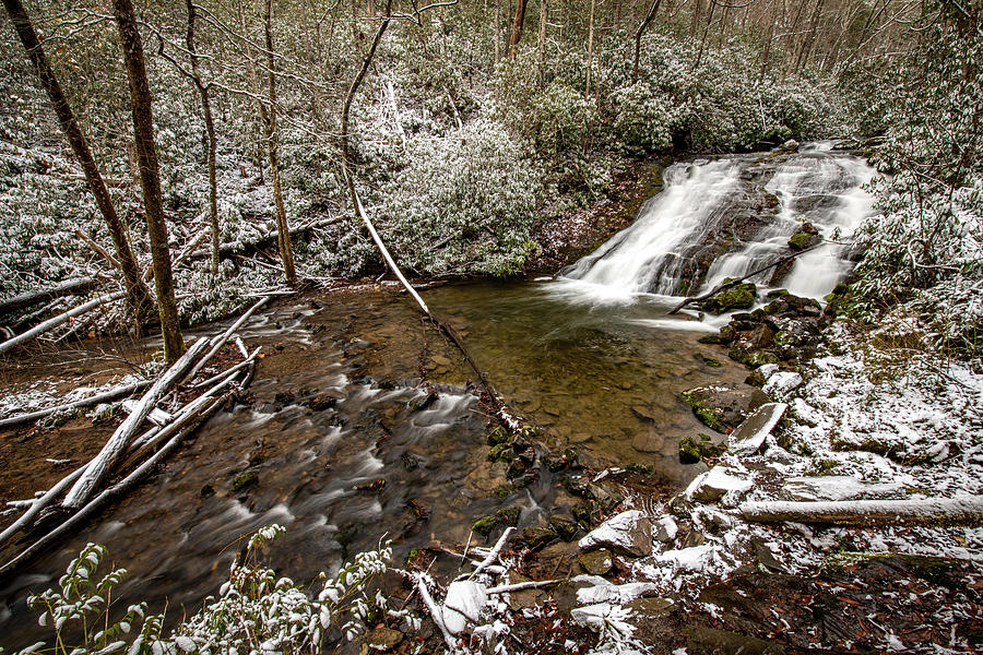 Snow on Indian Creek Falls Photograph by Robert J Wagner