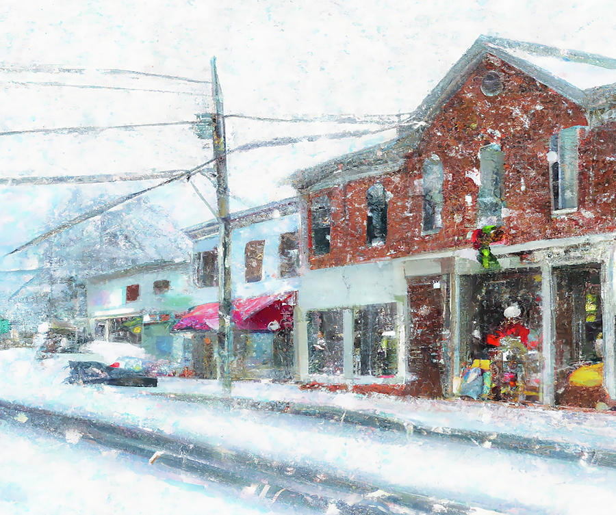 Snow on Main Street Digital Art by Alison Frank