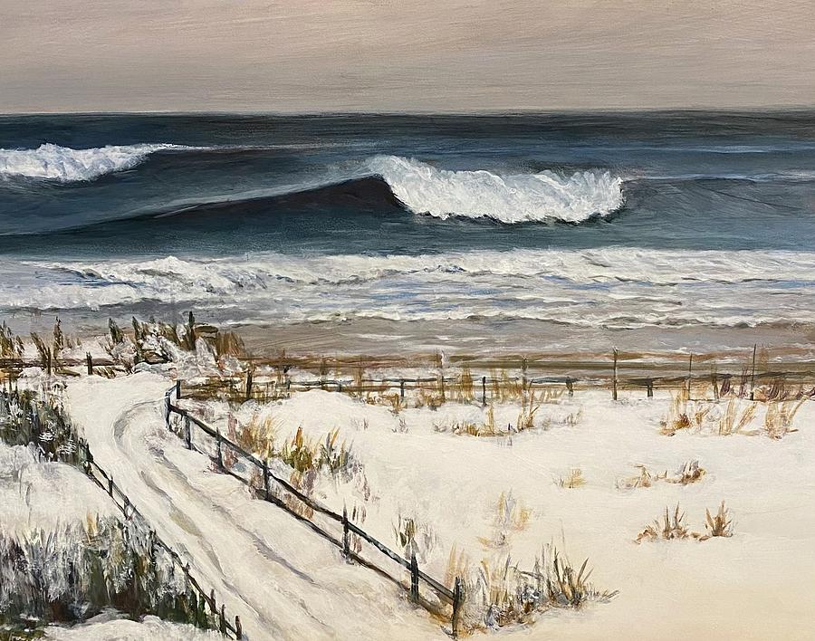 Snow on the Beach Painting by Paula Pagliughi