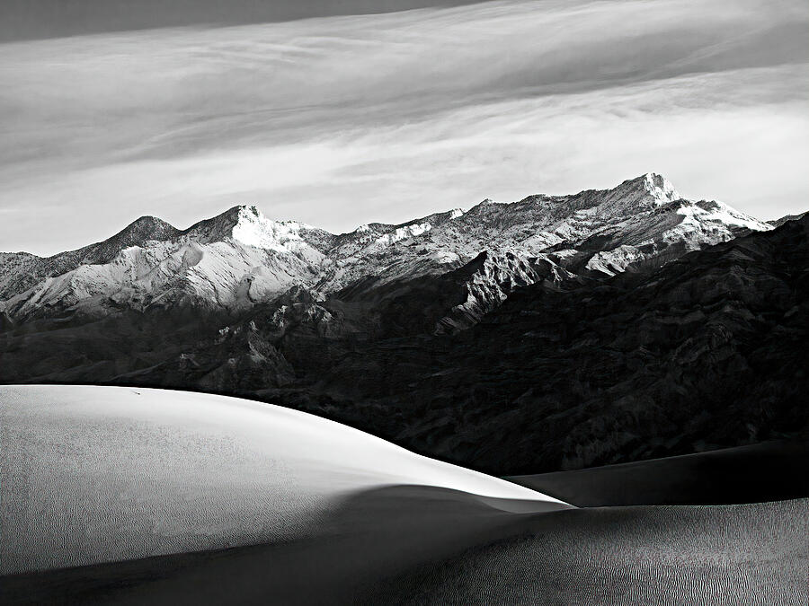 Snow on Death Valleys Grapevine Range BW Photograph by Joe Schofield