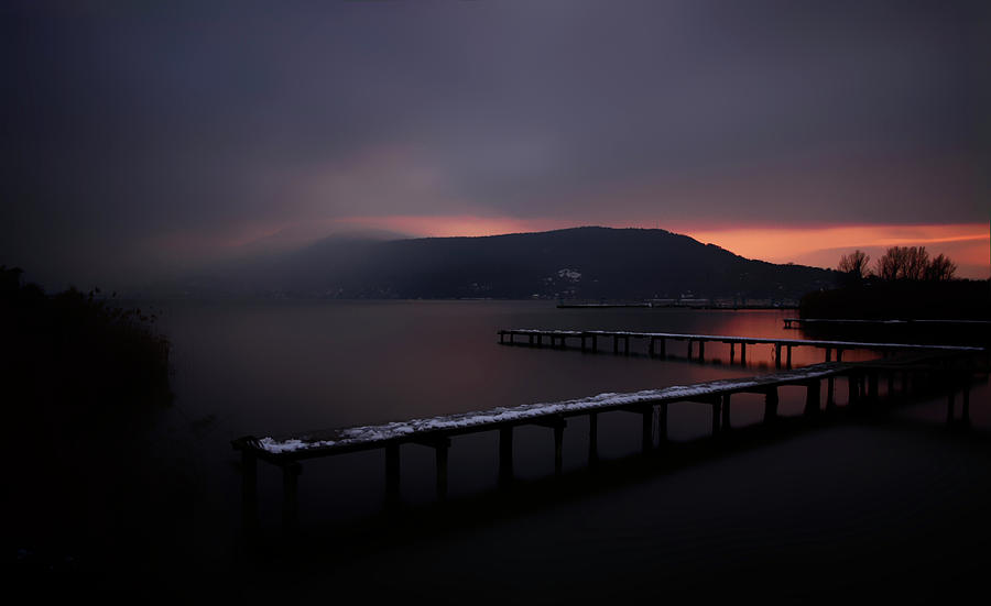 Snow on the Jetties, Lake Annecy Photograph by Imi Koetz