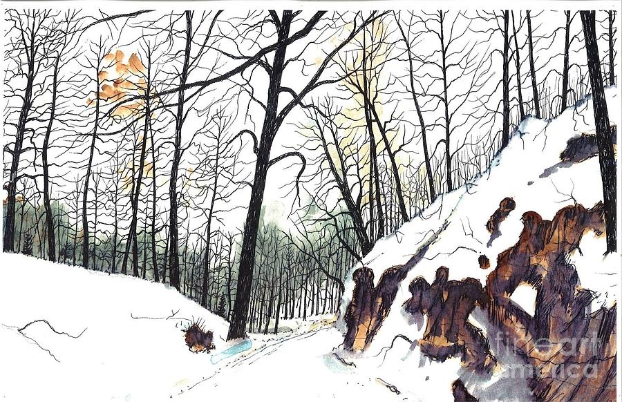 Snow on the trail Painting by Patrick Grills