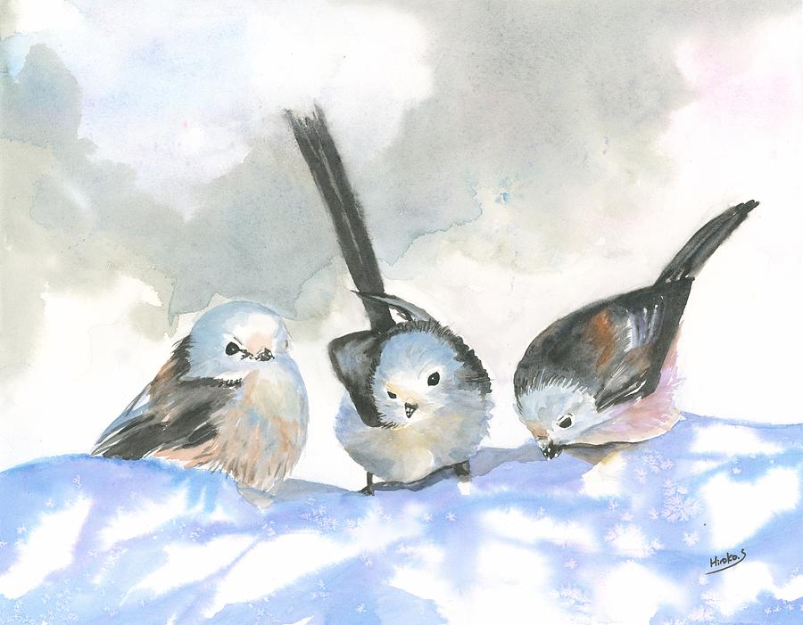 Snow play Painting by Hiroko Stumpf