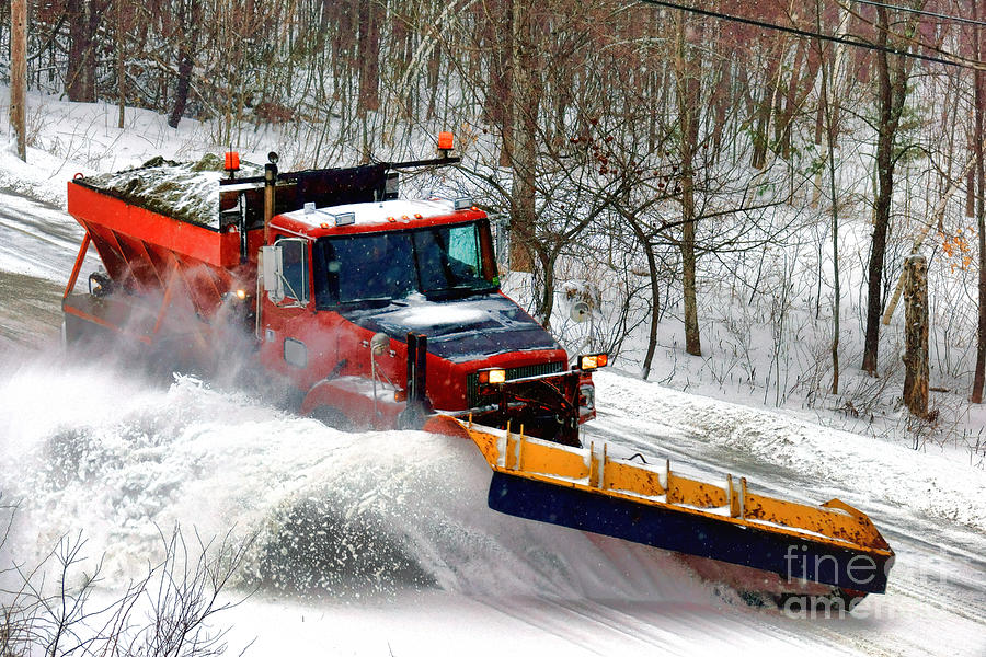 Winter Photograph - Snow Plowing by Olivier Le Queinec
