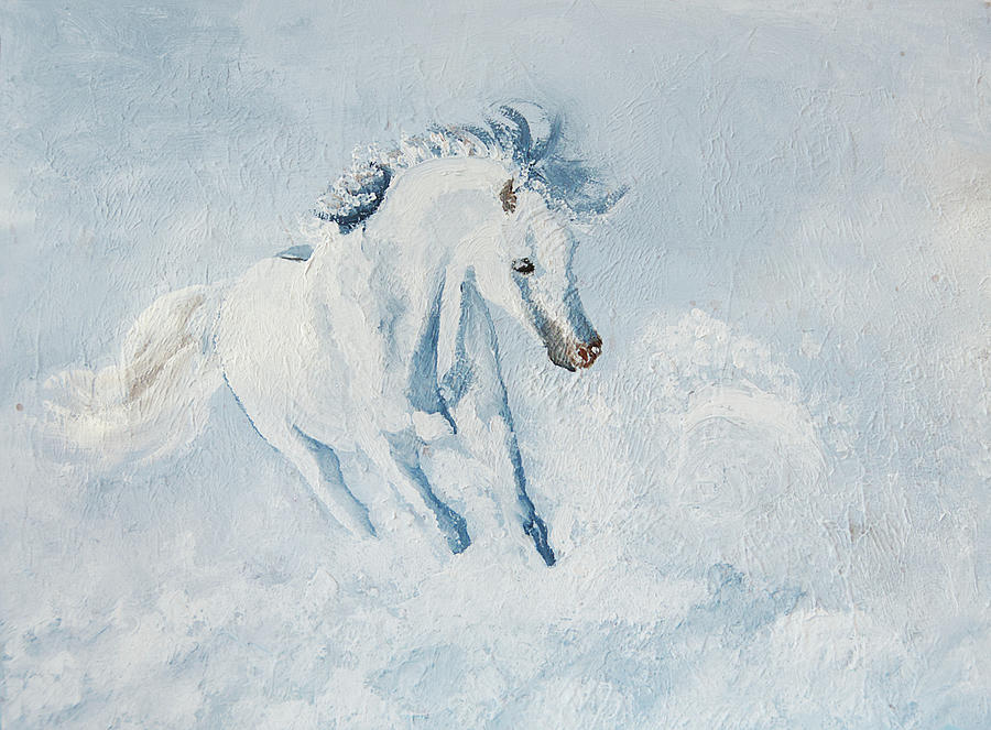 Snow Pony Painting by Sandra Silva