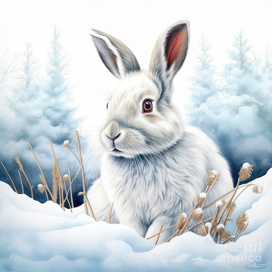 Snow Rabbit Digital Art by Jutta Maria Pusl