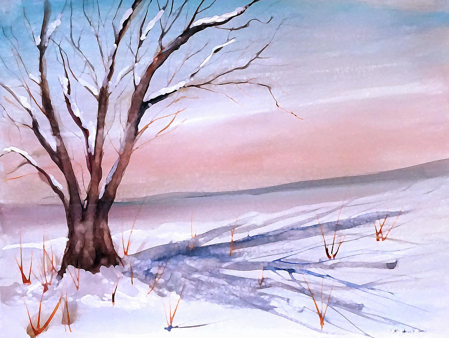 Snow Scape Painting by Katy Hawk