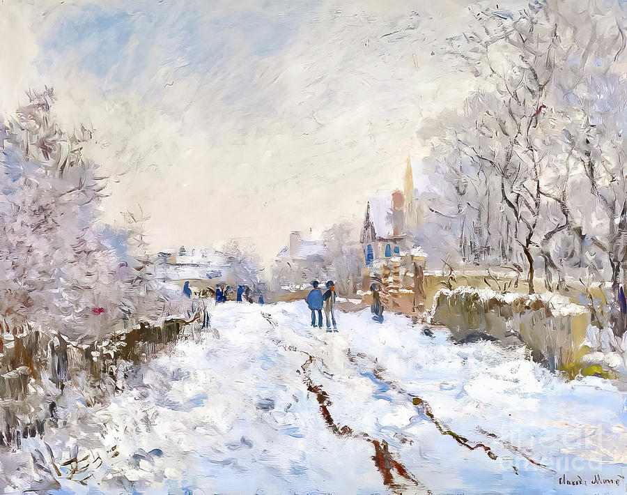 高価値セリー by 1875 Monet Claude by Argenteuil at Scene Snow M Whittingham G WallStickers&Murals