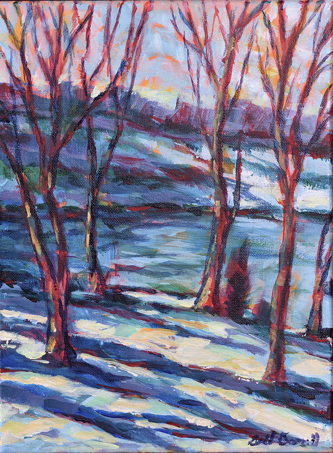 Snow Scene Backyard Painting by David Dorrell
