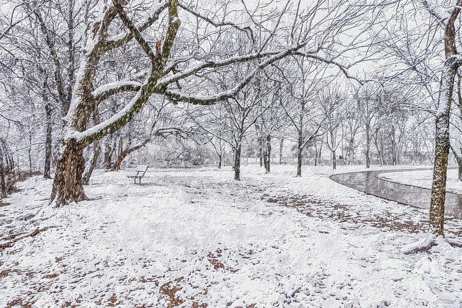 Snow Storm At The Park Painterly Painting by Jennifer White