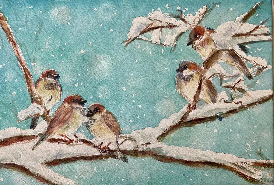 Bird Painting - Snow summit by Racqel Kokaram