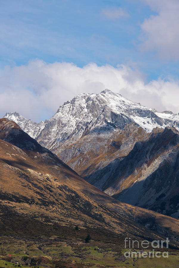 Snow Topped Mountain Peak from Glenorchy Valley Photograph by Bob Phillips