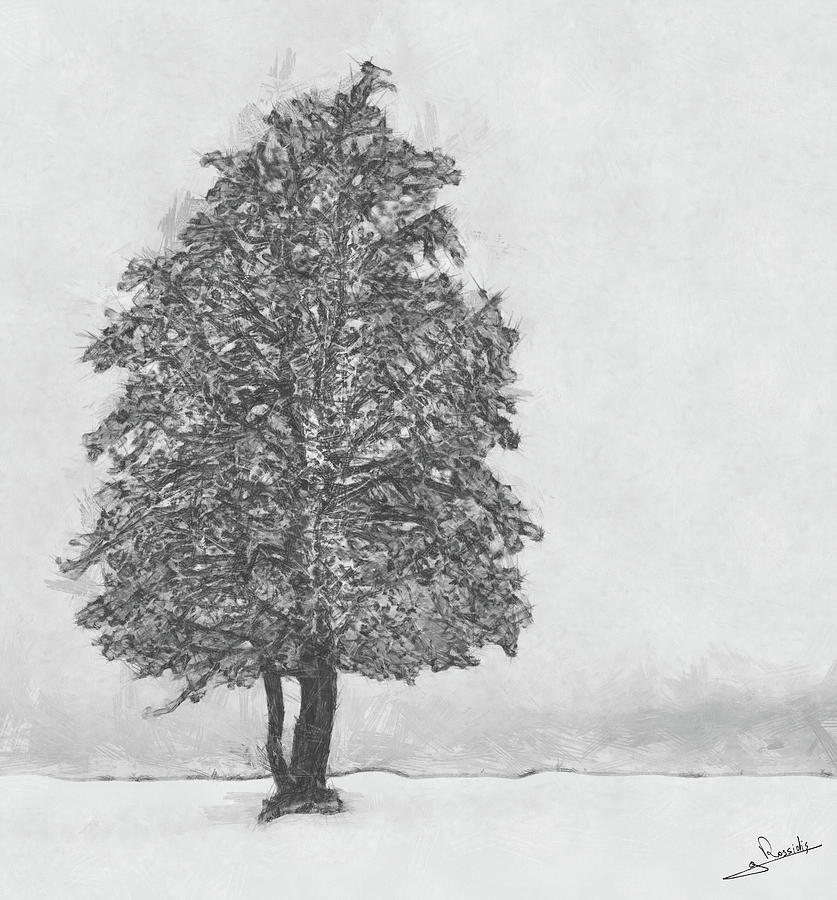 Snow Tree Painting by George Rossidis