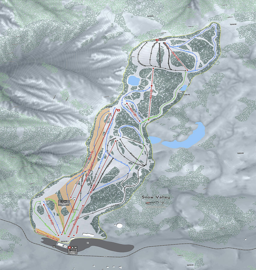 Snow Valley Ski Resort Map Digital Art by Powder Addicts - Fine Art America