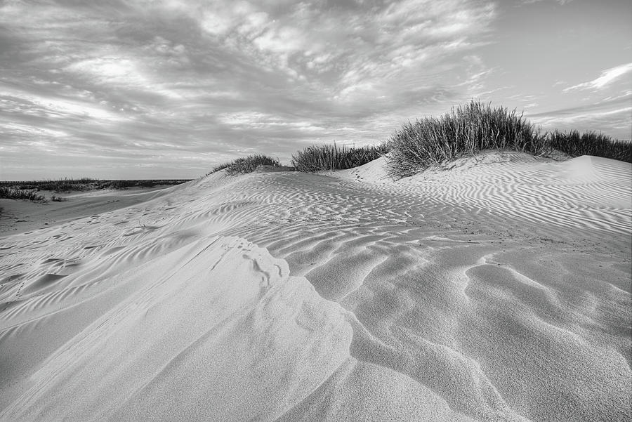 Black And White Photograph - Snow White Dunes of San Luis Pass Black and White by JC Findley