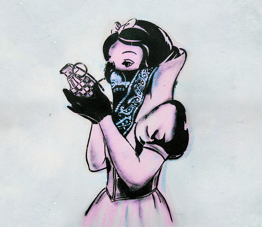 Snow White With Grenade Banksy Painting by My Banksy