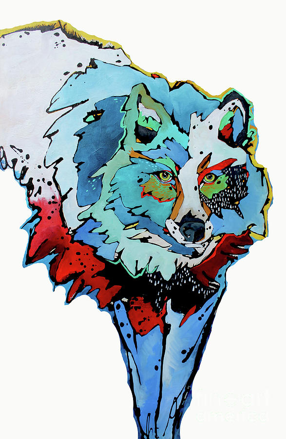 Snow Wolf Painting by Nicole Gaitan