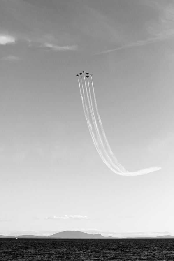 Snowbirds in Arrow Formation over Semiahmoo Bay Photograph by Michael Russell