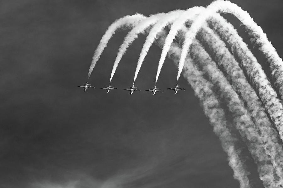 Snowbirds in Five Line Abreast Formation Photograph by Michael Russell